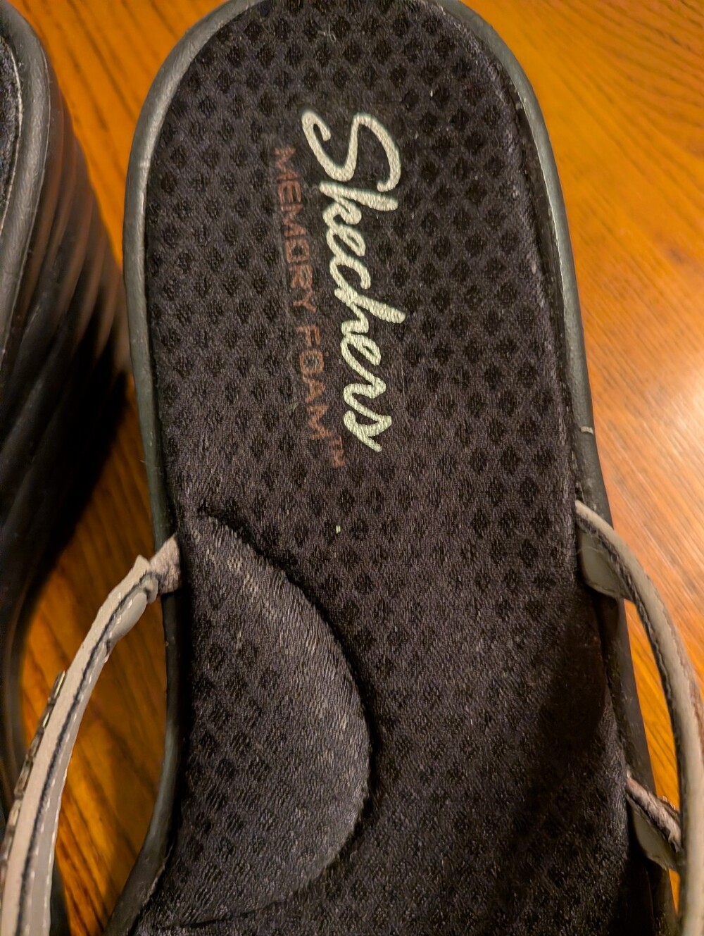 Skechers Silver Metallic Strappy Wedge Sandals - Women's - Picture 3 of 6